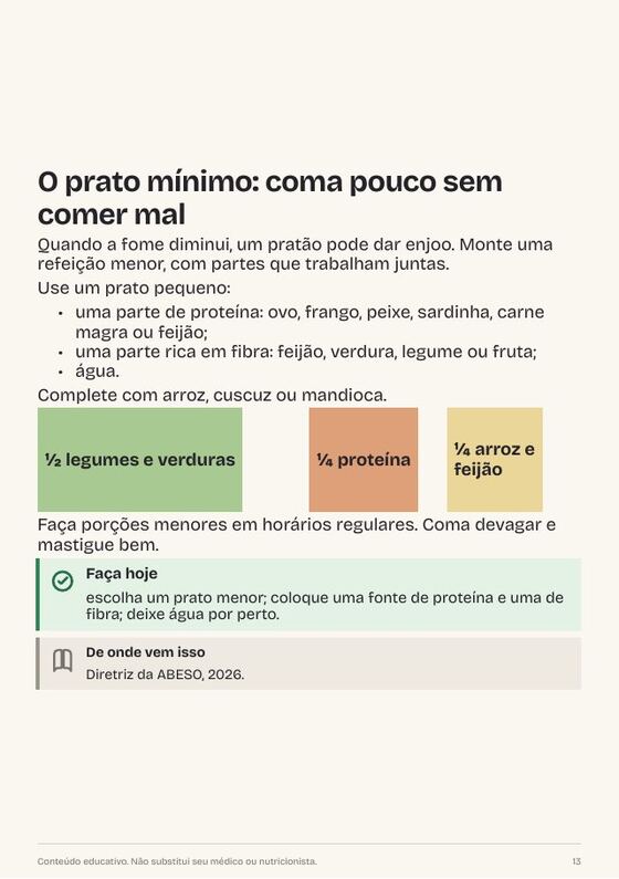 Página do e-book: O prato mínimo, coma pouco sem comer mal