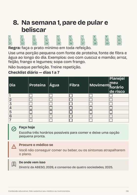 Página do e-book: Plano de 30 dias, semana 1